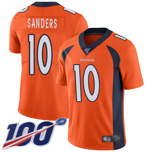 Men Denver Broncos 10 Emmanuel Sanders Orange Team Color Vapor Untouchable Limited Player 100th Season Football NFL Jersey